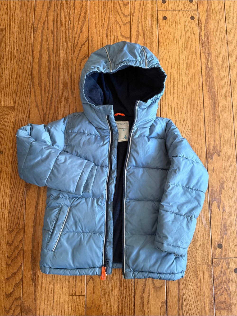 Light Blue Kids Puffer Jacket with Hood